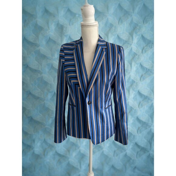 AKRIS PUNTO Blue Pinstriped Blazer Jacket Size US 8 - Picture 4 of 13